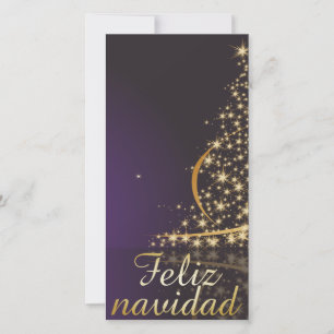Motivo navideño morado oscuro con dorado árbol de holiday card