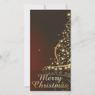 Motivo navideño rojo con dorado árbol de navidad. holiday card