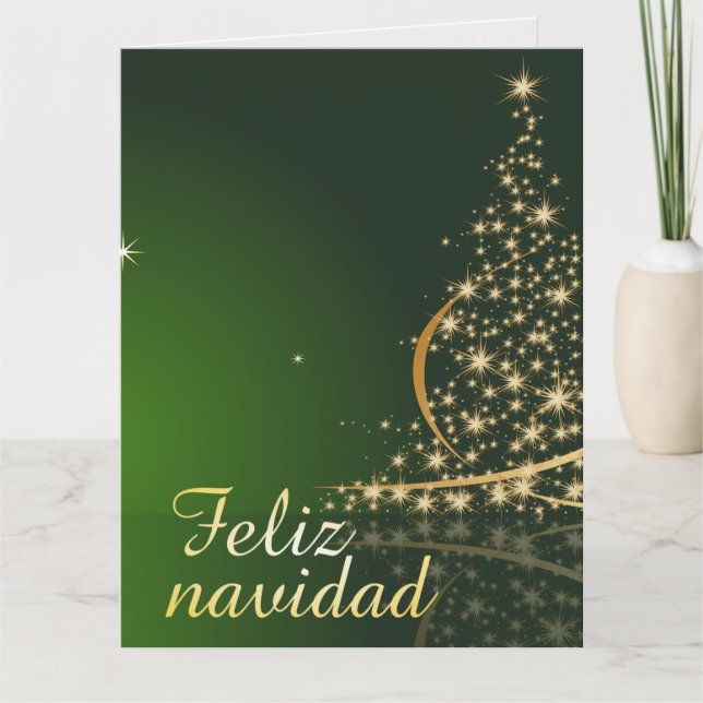Motivo navideño verde con arbol de navidad. card (Front)