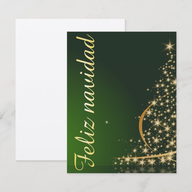 Motivo navideño verde con arbol de navidad. invitation (Front/Back)