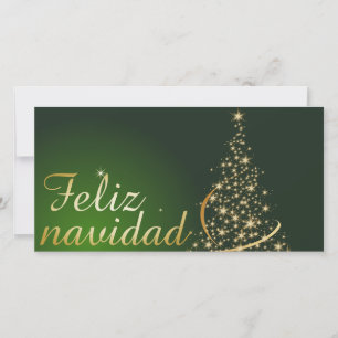 Motivo navideño verde con arbol de navidad. thank you card