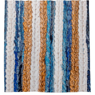 Motley Patchwork rug from denim jeans fabric, top