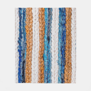Motley Patchwork rug from denim jeans fabric, top Fleece Blanket