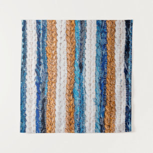 Motley Patchwork rug from denim jeans fabric, top  Tapestry