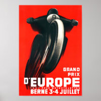 Moto 1937 Bern course vintage Poster