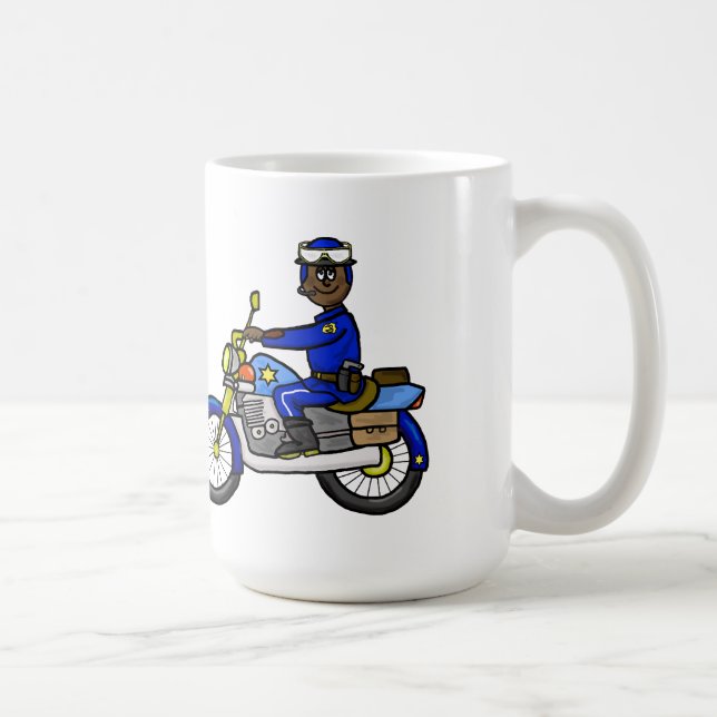Moto à peau Brown ou foncée Mug de flic (Droite)