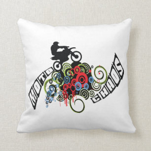 Moto Chaos Dirt Bike Rider Throw Pillow