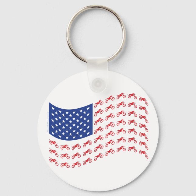 mOTO-cROSS-fLAG-wAVE Keychain (Front)