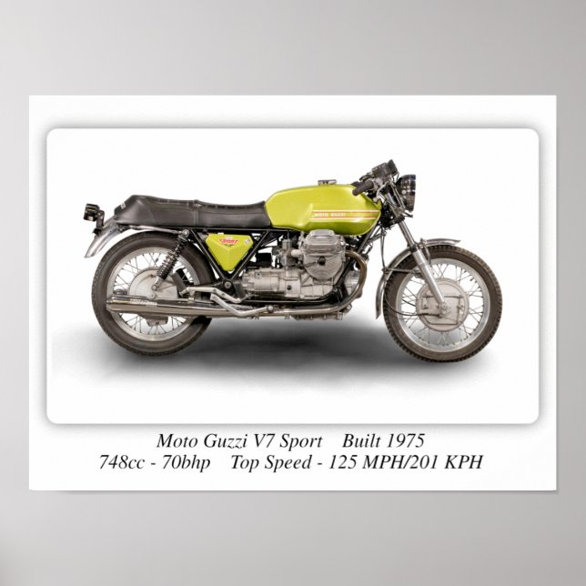 Moto Guzzi V7 Sport Motorcycle - A3 Poster (Front)
