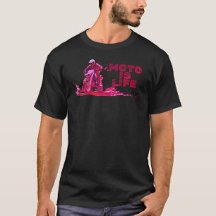 Moto Is Life Motorcycle Rider T-Shirt (Neon)
