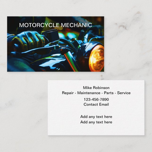 Moto Mécanique Cartes de visite uniques (Devant / Derrière)