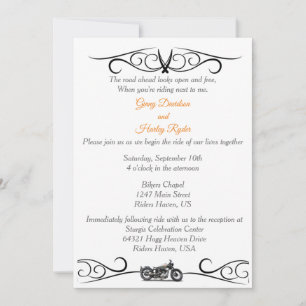 Moto moderne Faire-part de mariage noir et blanc