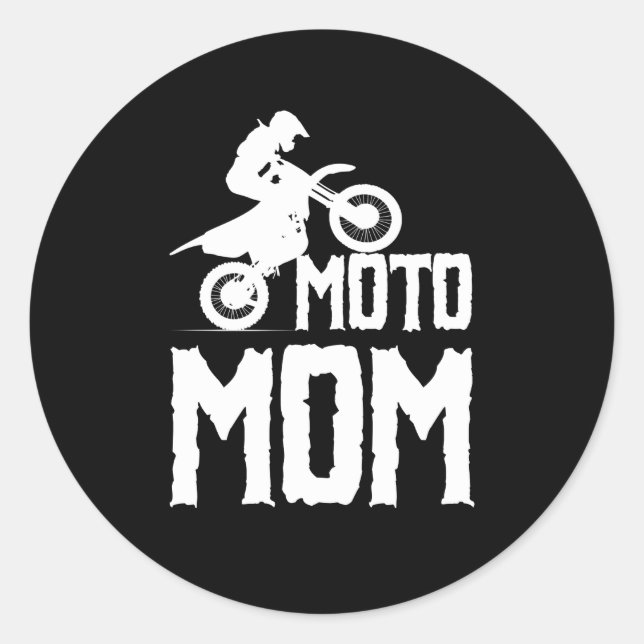 Moto Mom Motorcross Classic Round Sticker (Front)