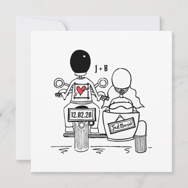 Moto personnalisée et Faire-part de mariage Sideca (Devant)