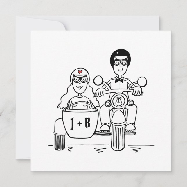 Moto personnalisée et Faire-part de mariage Sideca (Devant)