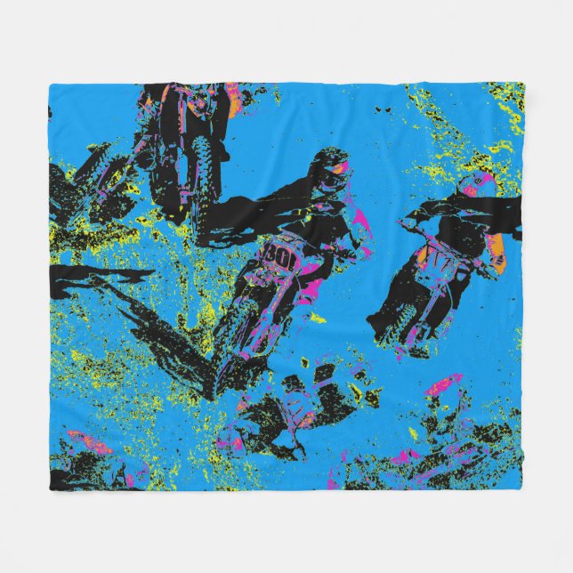 Moto-xing - Motocross Racers  Fleece Blanket (Front (Horizontal))
