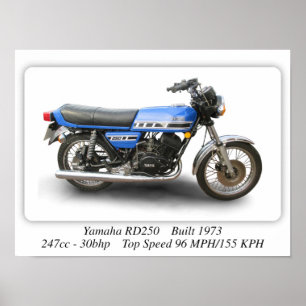 Moto Yamaha RD250 - Poster d'impression de taille 