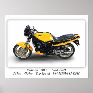 Moto Yamaha RD350 LC - Poster d'impression de tail