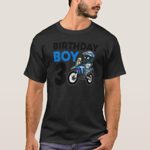 Motocross 3rd  3 Year Old Dirt Bike Birthday Party T-Shirt