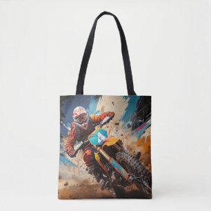 Motocross Action Sport Painting Abstract Art Decor Tote Bag