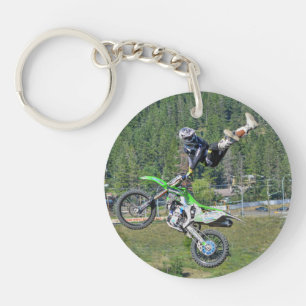 Motocross Aerial Stunt Display Champion Keychain