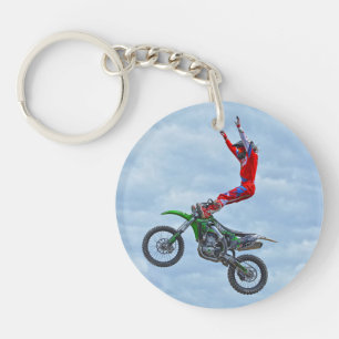 Motocross Aerial Stunt Display Champion Keychain