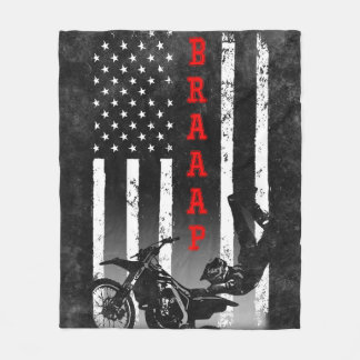 MOTOCROSS AMERICAN FLAG BLACK FLEECE BLANKET