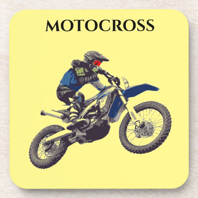 MOTOCROSS coasters with cork back set. (Front)