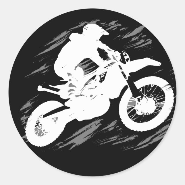 Motocross Competitive Sport Motorcycle Racing Classic Round Sticker (Front)