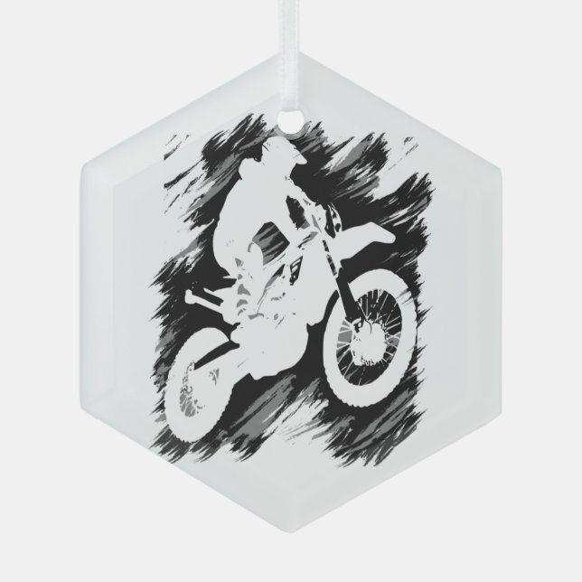 Motocross Competitive Sport Motorcycle Racing  Glass Ornament (Front)