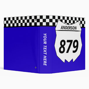 Motocross Custom Dirt Bike Number Plate on Blue Binder