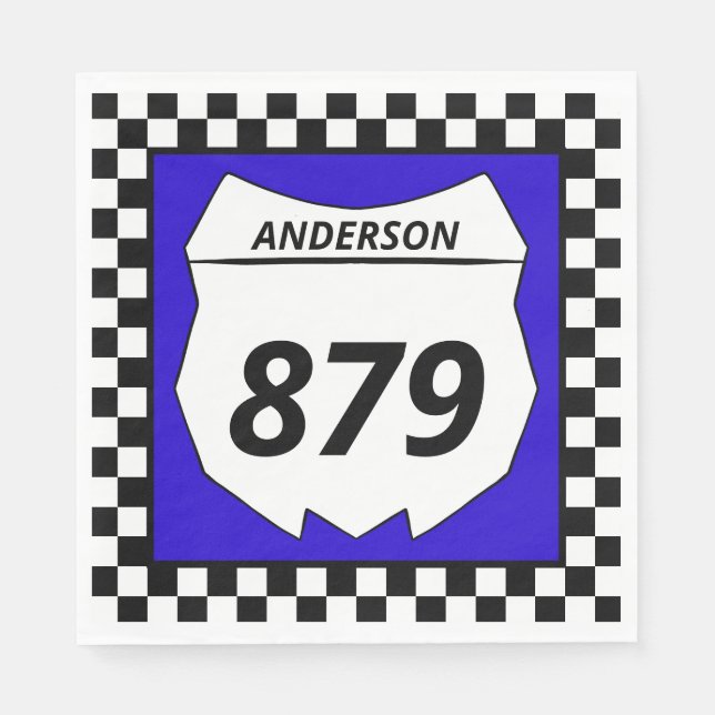 Motocross Custom Dirt Bike Number Plate on Blue Napkin (Front)