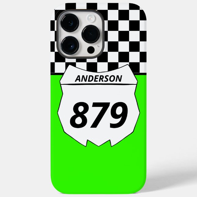 Motocross Custom Dirt Bike Number Plate on Green Case-Mate iPhone Case (Back)