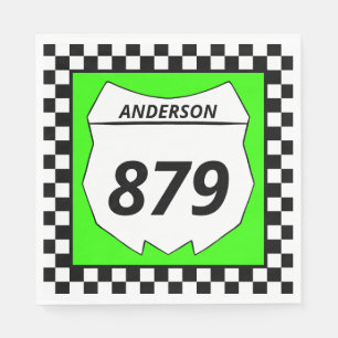 Motocross Custom Dirt Bike Number Plate on Green Napkin