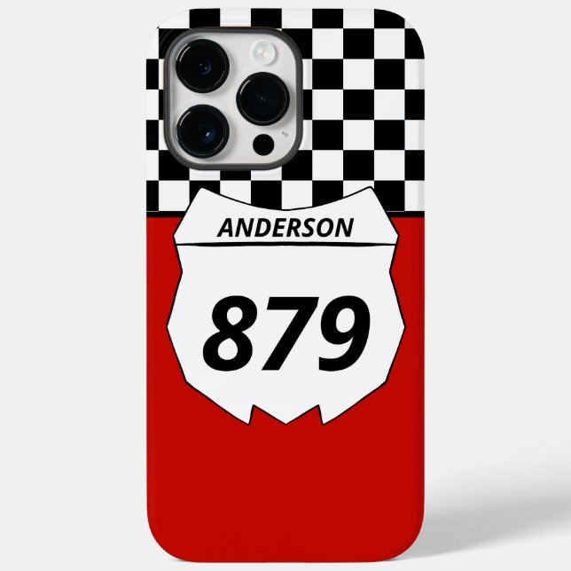 Motocross Custom Dirt Bike Number Plate on Red Case-Mate iPhone Case (Back)