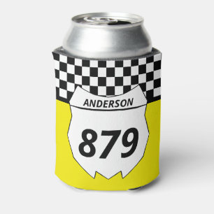 Motocross Custom Dirt Bike Number Plate on Yellow Can Cooler