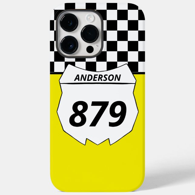 Motocross Custom Dirt Bike Number Plate on Yellow Case-Mate iPhone Case (Back)