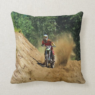 Motocross Dirt-Bike Champion Race Throw Pillow