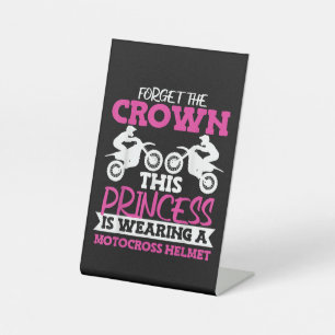 Motocross Dirt Bike Girl Pedestal Sign