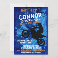 Motocross Dirt Bike Race Boys Birthday Party Invit