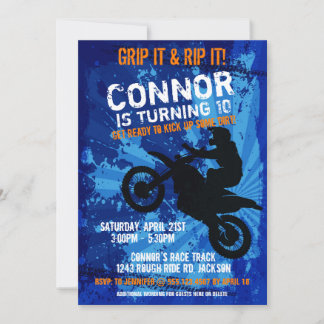 Motocross Dirt Bike Race Boys Birthday Party Invit Invitation