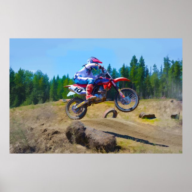 Motocross Dirt-Bike Racer Launching Poster (Front)
