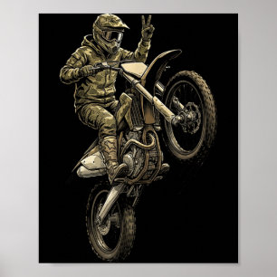 Motocross dirt bike racing camo offroad rider boys poster