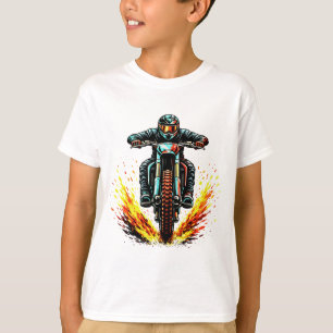 Motocross Dirt Bike Rider With Fiery Trail Extreme T-Shirt