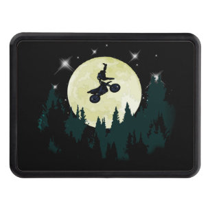 Motocross Dirt Bike Trick Stunt Night Moonlight Trailer Hitch Cover