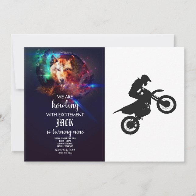 Motocross driver - Choose background colour Invitation (Front)