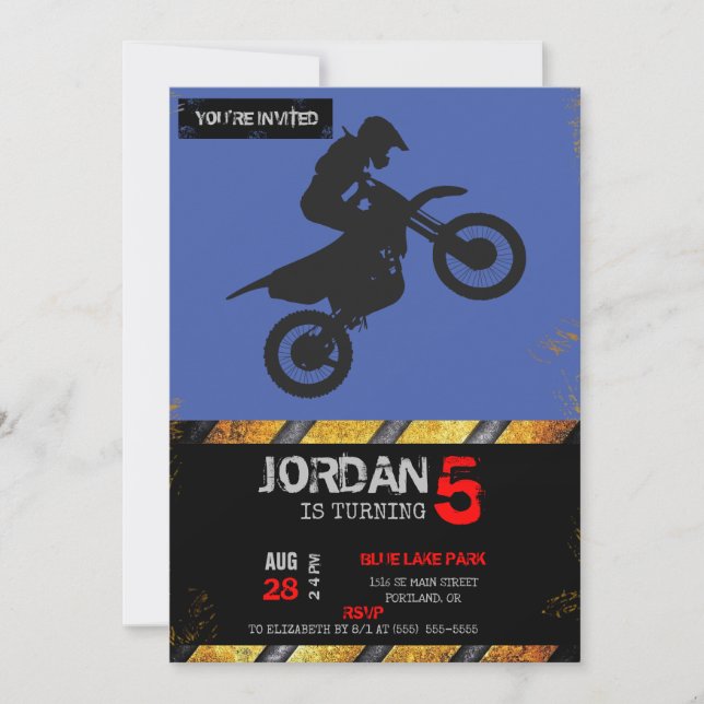 Motocross driver - Choose background colour Invitation (Front)