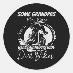 Motocross Enduro Biker Grandpa Racing Dirt Bike Ri Classic Round Sticker