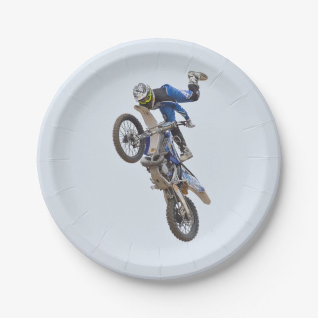Motocross Extreme Tricks Paper Plate (Front)