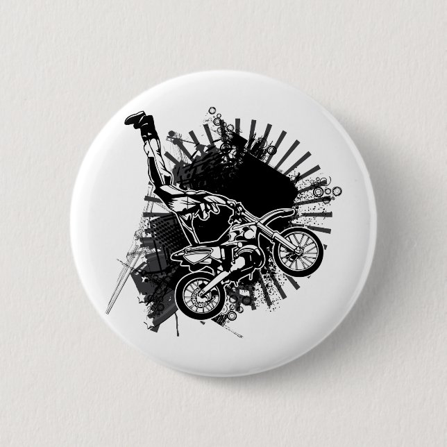 Motocross Grunge Jump 2 Inch Round Button (Front)